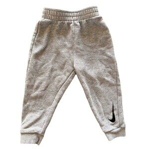 Nike Baby Jogger Pants Gray Fleece Sweatpants Black Logo Size 18 Months